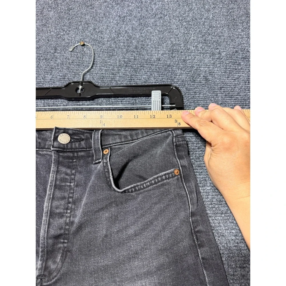 Denim Forum The Yoko Bermuda Short Women 29 Black High Rise Raw Hem Button Fly